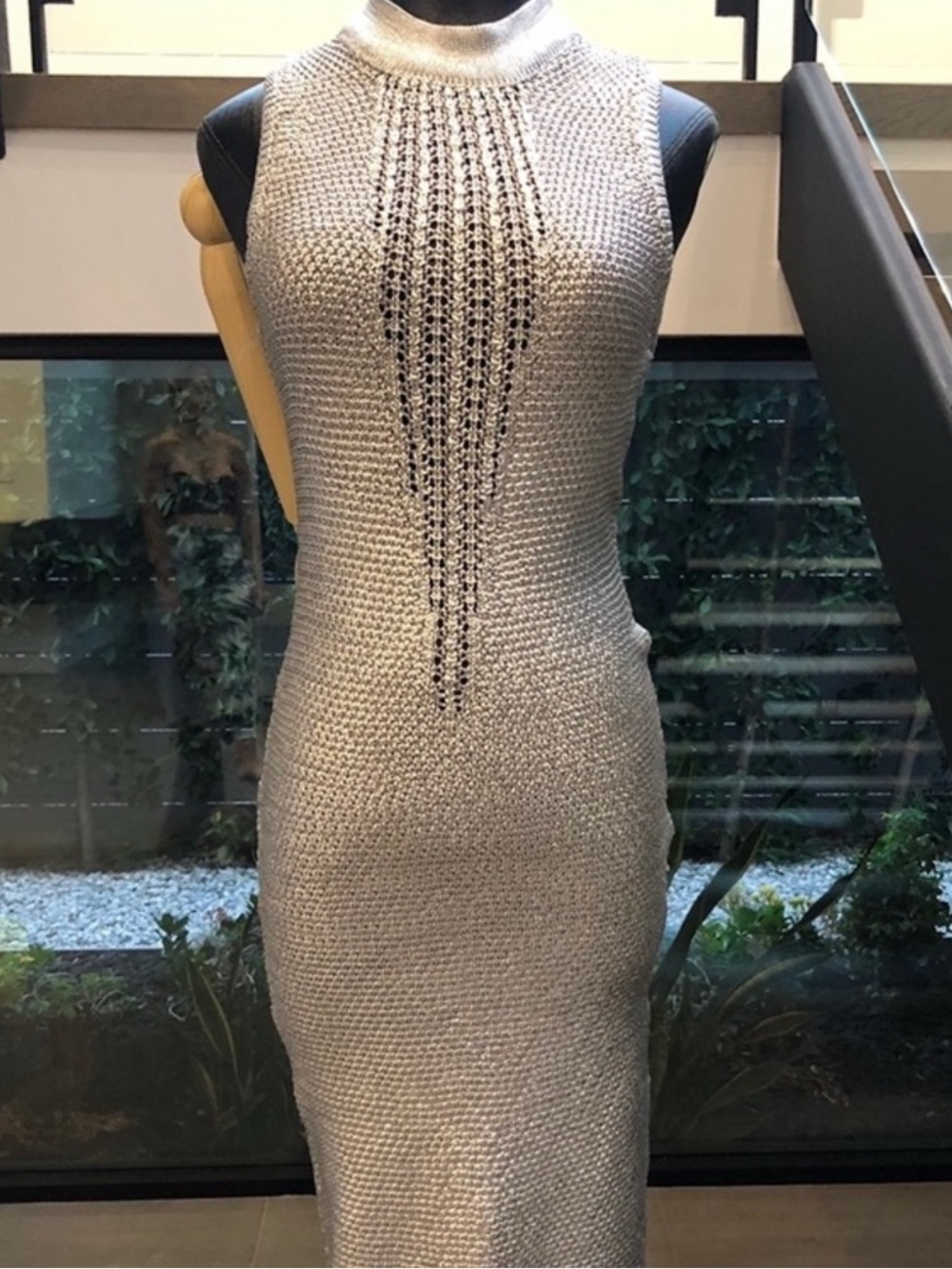 WOW couture Silver Sleeveless Metallic Midi Dress